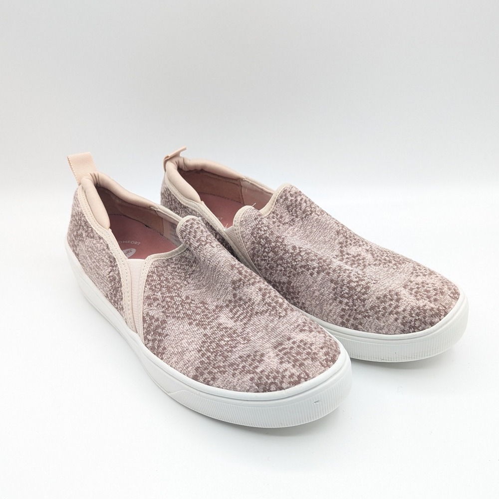 Dr. Scholls Delight Knit Slip On Sneakers Mauve Tan Womens 9.5M Comfort Shoes